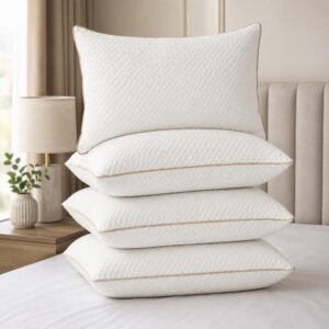AYKA Ultimate Plush Bed Pillow Set of 4 | 100% Virgin Microfiber Filling for Neck & Shoulder Support | 17x27” Breathable Hotel Quality Pillows | Never Flat, Anti-Bacterial & Hypoallergenic | Supersoft