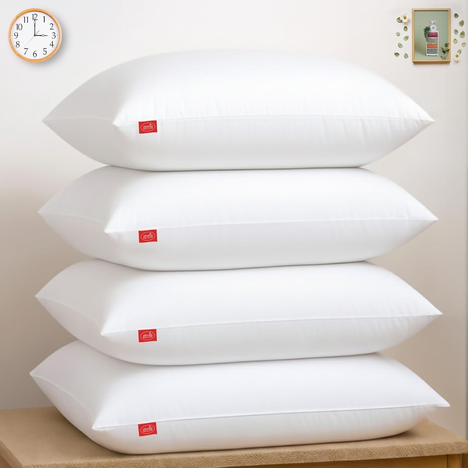 Zinnia Comfort Soft Microfiber Pillow | White | Basic Size 41 x 61 CM | Pack of 4