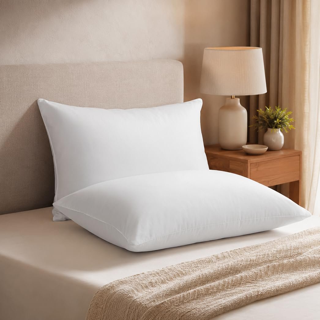 Welspun Dream Nest Microfiber Plain White Pillows Set 2 | Super Soft, Breathable & Adjustable Bed Pillows for Sleeping | White Pillow Set of 2 (40cm x 60cm) - Image 4