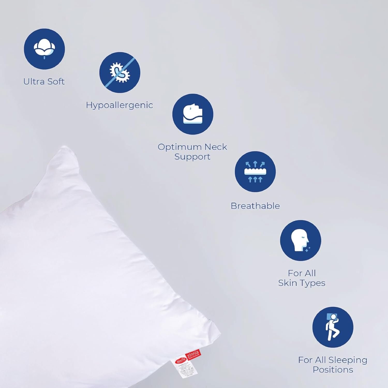 Zinnia Comfort Soft Microfiber Pillow | White | Basic Size 41 x 61 CM | Pack of 4 - Image 2