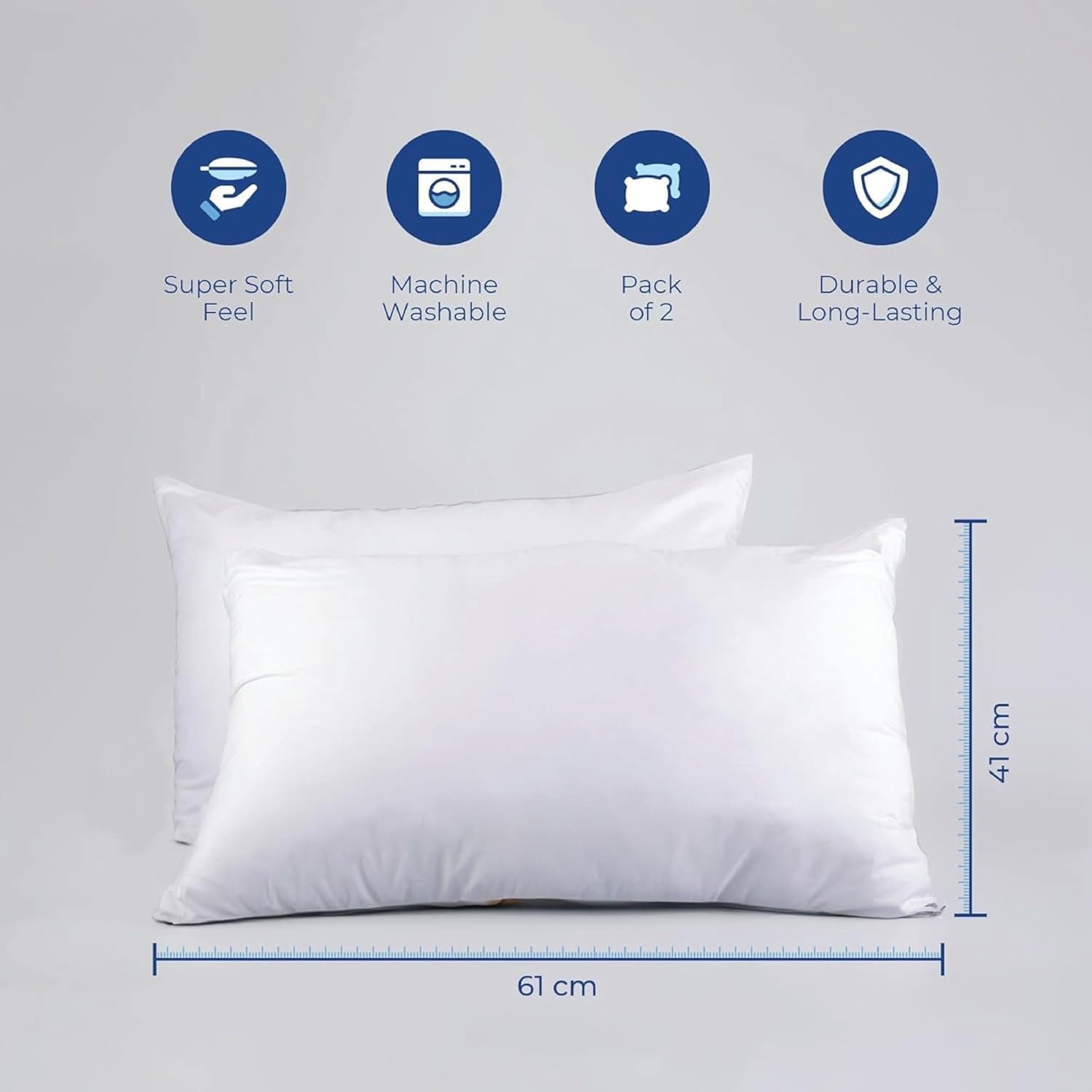 Zinnia Comfort Soft Microfiber Bed Pillows for Sleeping | White, Regular Size 16 x 24 Inches | Soft & Comfortable Set of Pillow for Home & Daily Use | Pack of 2 - Image 4