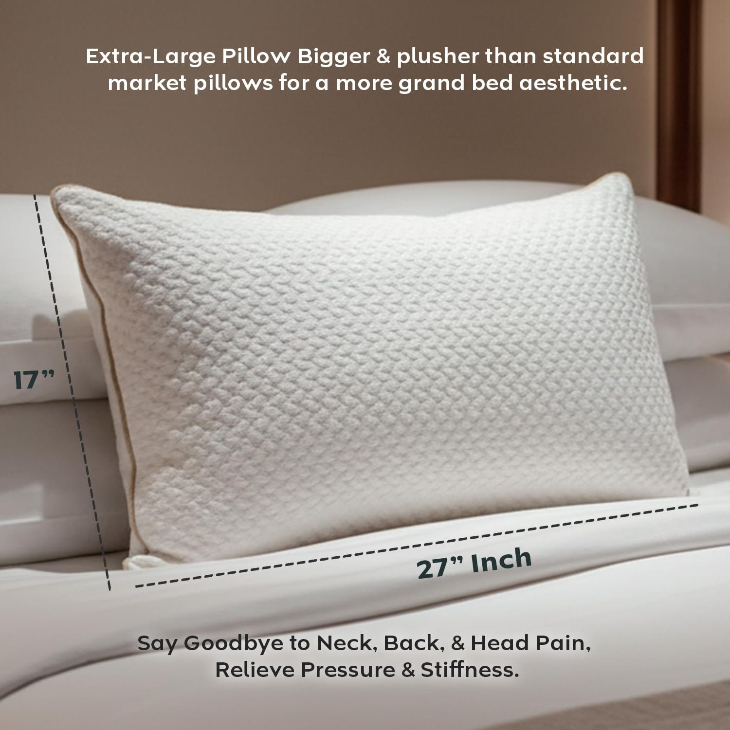 AYKA Ultimate Plush Bed Pillow Set of 4 | 100% Virgin Microfiber Filling for Neck & Shoulder Support | 17x27” Breathable Hotel Quality Pillows | Never Flat, Anti-Bacterial & Hypoallergenic | Supersoft - Image 5