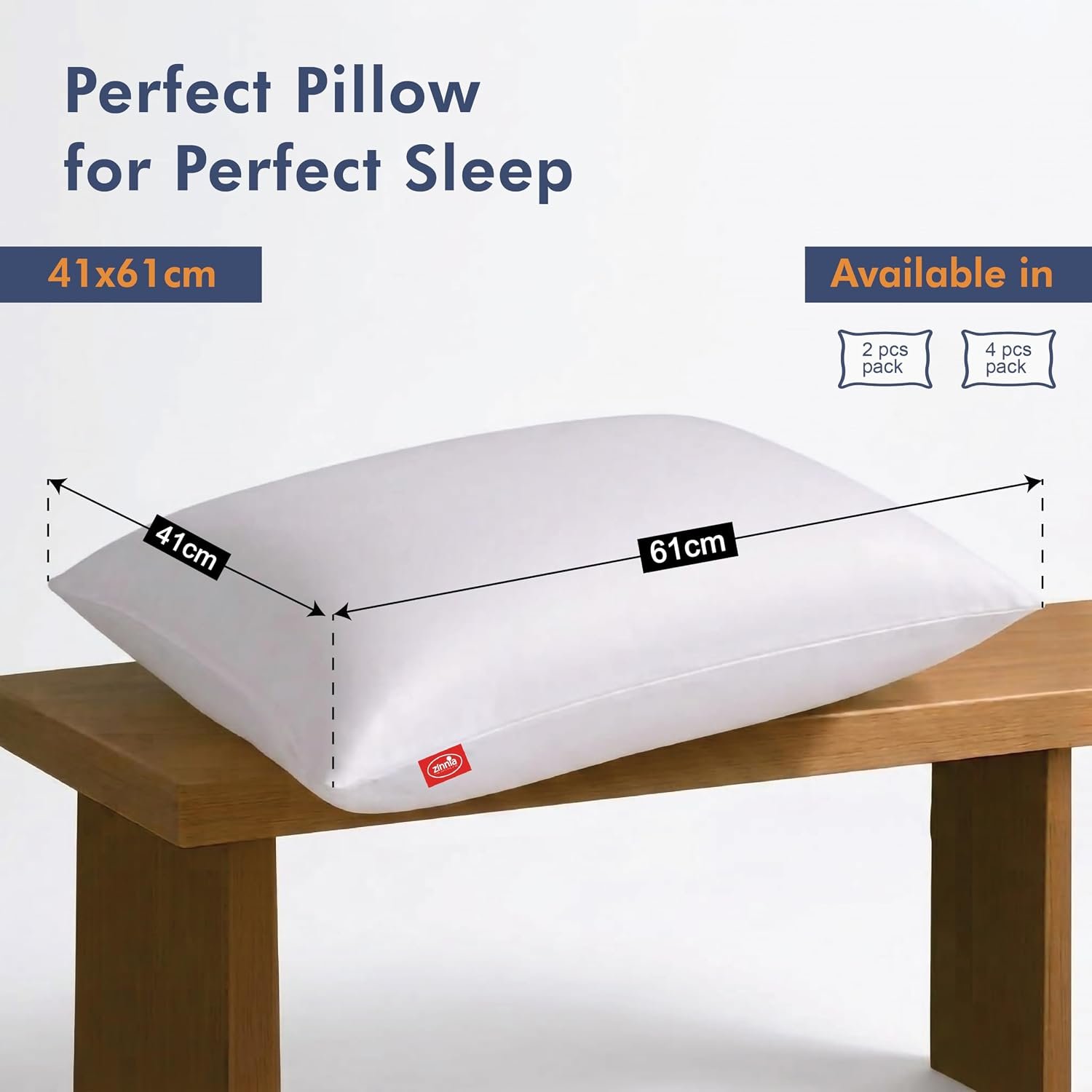 Zinnia Comfort Soft Microfiber Bed Pillows for Sleeping | White, Regular Size 16 x 24 Inches | Soft & Comfortable Set of Pillow for Home & Daily Use | Pack of 2 - Image 2