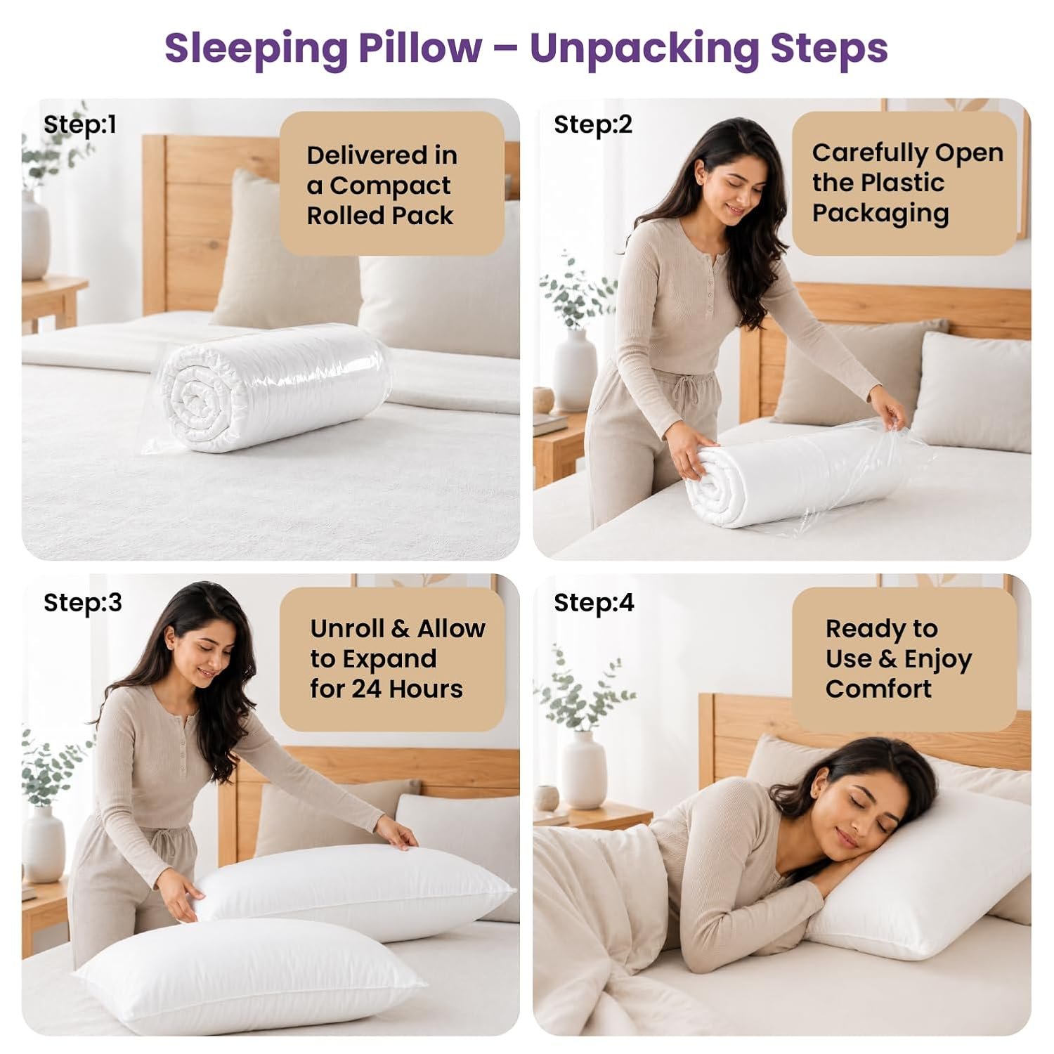 MY ARMOR Microfiber Pillows Set 2, Soft Adjustable Pillow for Sleeping - 16 x 24 Inches -White - Image 2