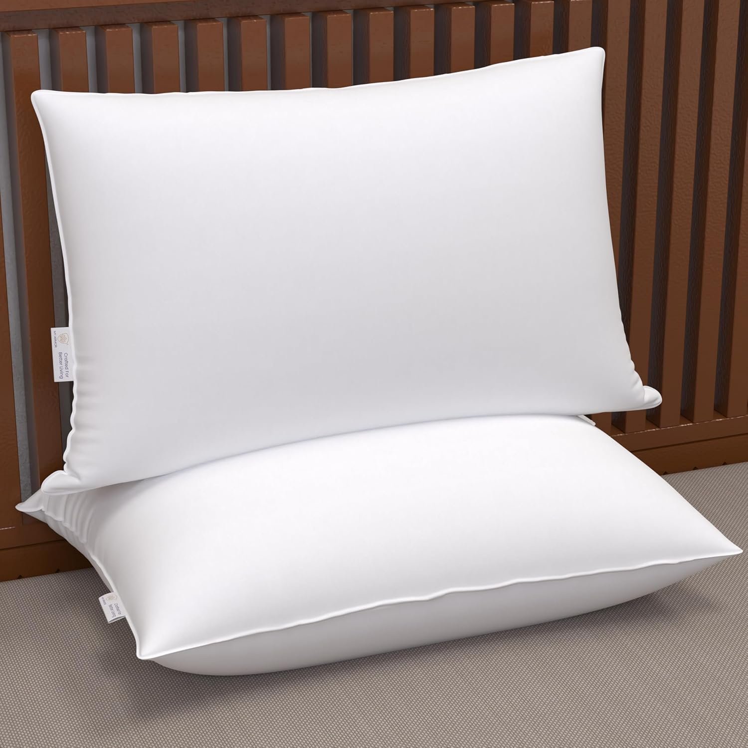 MY ARMOR Microfiber Pillows Set 2, Soft Adjustable Pillow for Sleeping - 16 x 24 Inches -White - Image 4