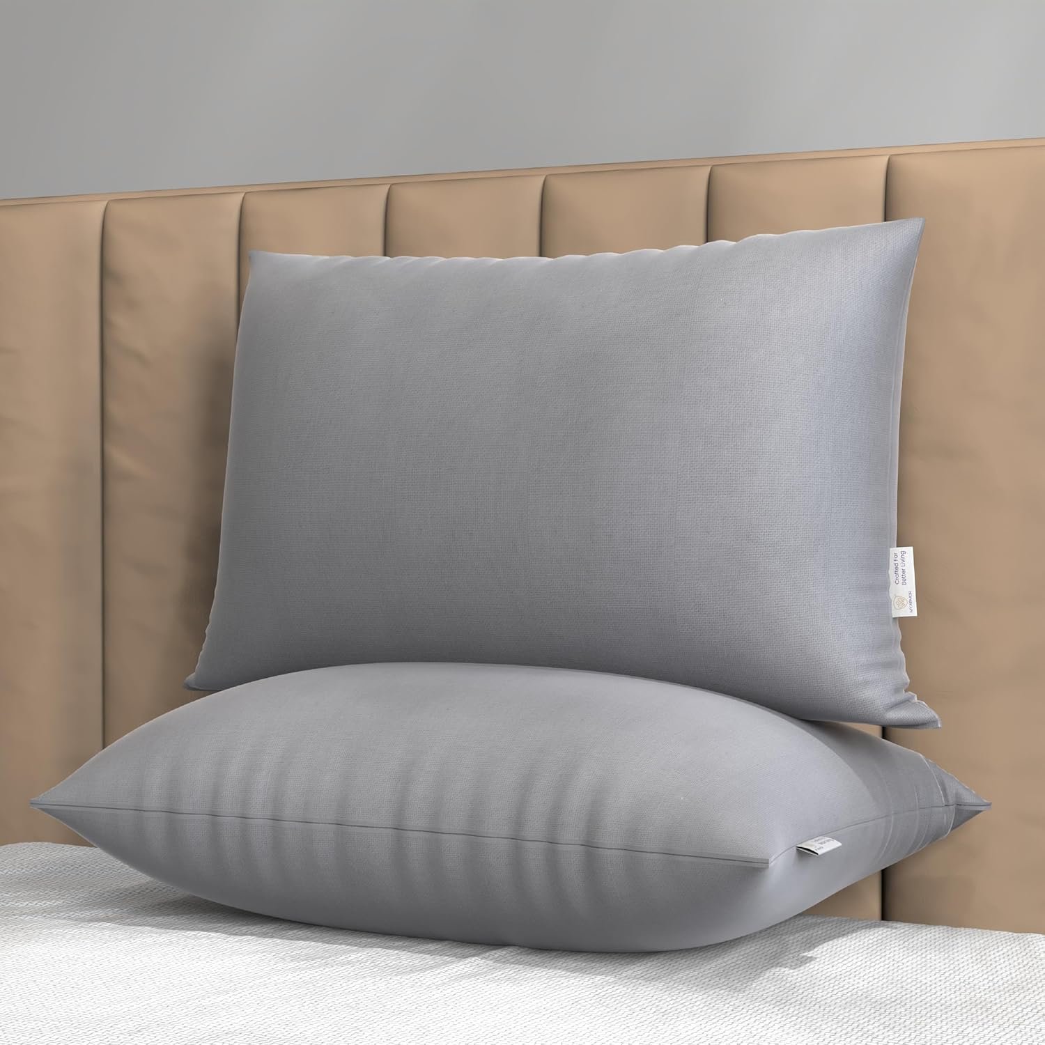 MY ARMOR Height Adjustable Microfiber Pillows Set of 2 for Sleeping - 16"x24" Standard Pillow | 6 Months Warranty | 41 x 61 cm - Grey - Image 2